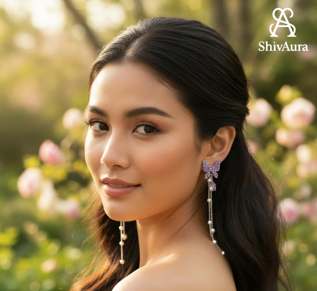 ShivAura Butterfly Pearl Drop Earrings for Women – Korean Style Statement Earrings | Anti Tarnish Premium Fashion Jewelry Online