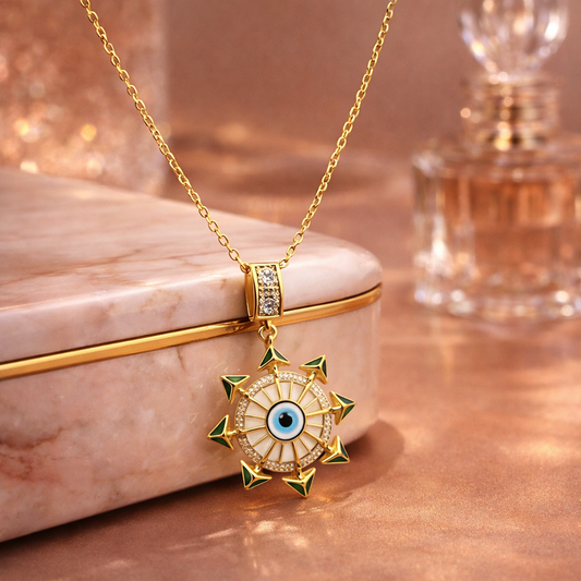 ShivAura Evil Eye Gold Pendant Necklace for Women – Anti Tarnish Minimalist Korean Style Jewelry | Premium Plated Fashion Jewelry Online