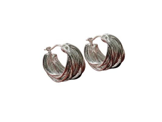 ShivAura Silver Tone Layered Stud Earrings for Women | Modern Abstract Knot Design | Minimal Statement Fashion Jewellery