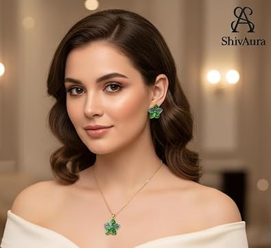 ShivAura Premium Floral Necklace & Earrings Set for Women | Korean Style Minimalist Luxury Fashion Jewellery | Anti Tarnish Elegant Design