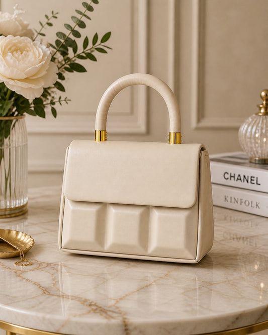 ShivAura Ivory Luxe Top Handle Handbag for Women