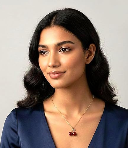 ShivAura Cherry Pendant Necklace for Women | Korean Style Minimalist Luxury Fashion Jewellery | Anti Tarnish Cute Daily Wear Necklace
