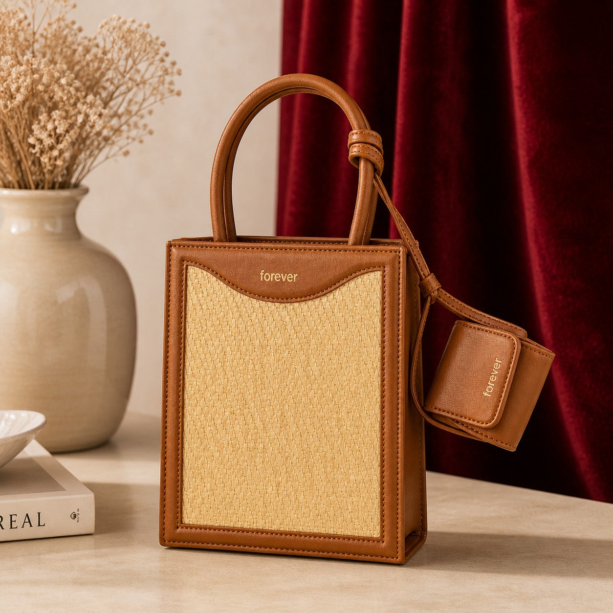 ShivAura Korean Style Woven Square Tote