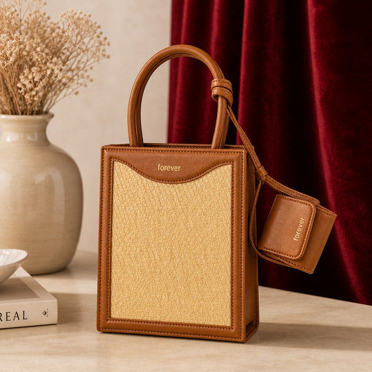 ShivAura Korean Style Woven Square Tote