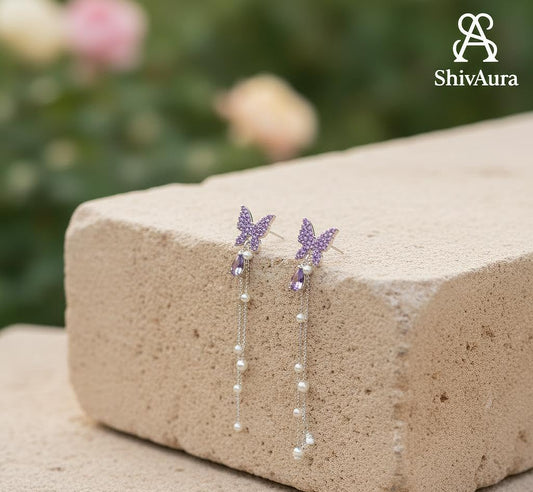 ShivAura Butterfly Pearl Drop Earrings for Women – Korean Style Statement Earrings | Anti Tarnish Premium Fashion Jewelry Online