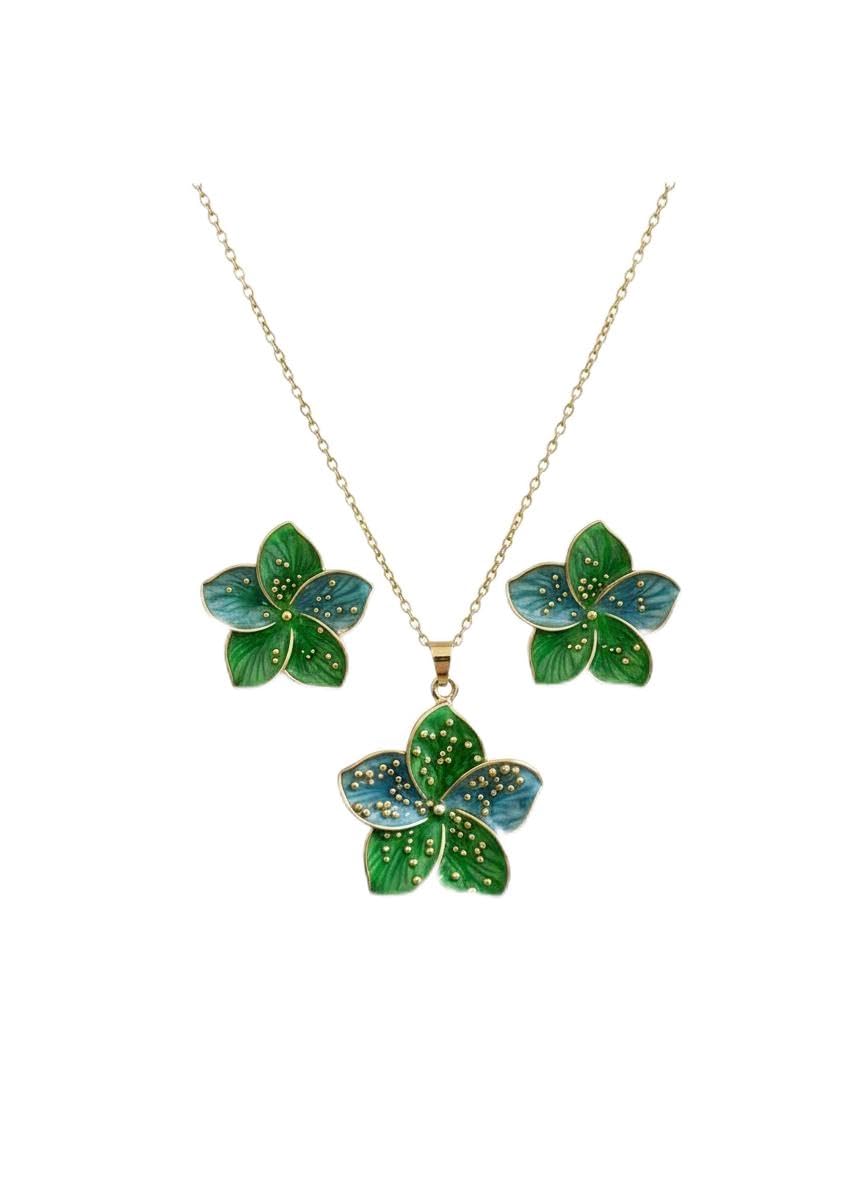 ShivAura Premium Floral Necklace & Earrings Set for Women | Korean Style Minimalist Luxury Fashion Jewellery | Anti Tarnish Elegant Design