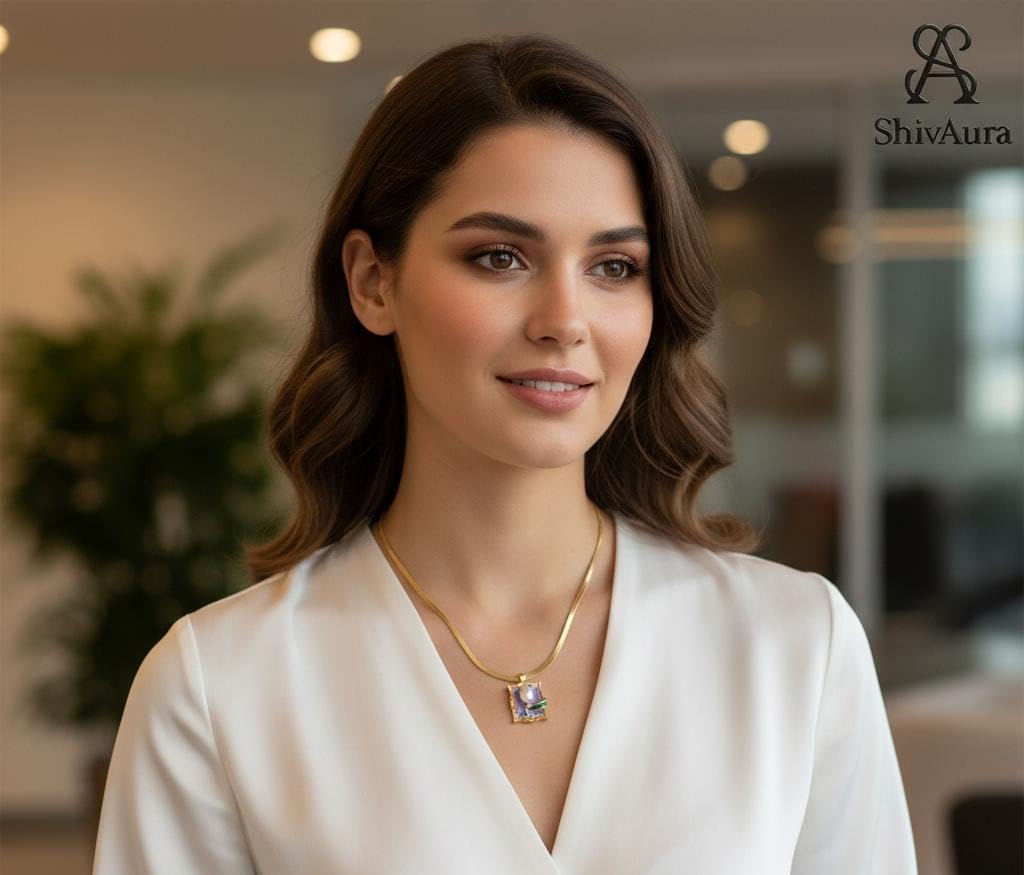 ShivAura Premium Square Pendant Necklace for Women | Korean Style Minimalist Luxury Fashion Jewellery | Anti Tarnish Elegant Daily Wear Necklace