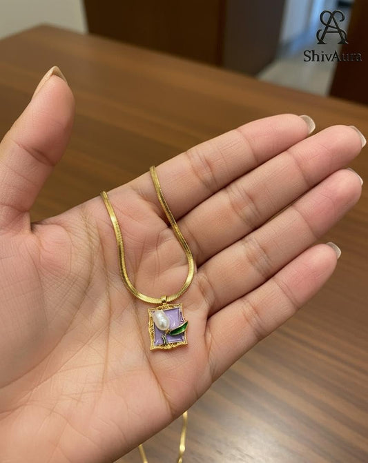 ShivAura Premium Square Pendant Necklace for Women | Korean Style Minimalist Luxury Fashion Jewellery | Anti Tarnish Elegant Daily Wear Necklace