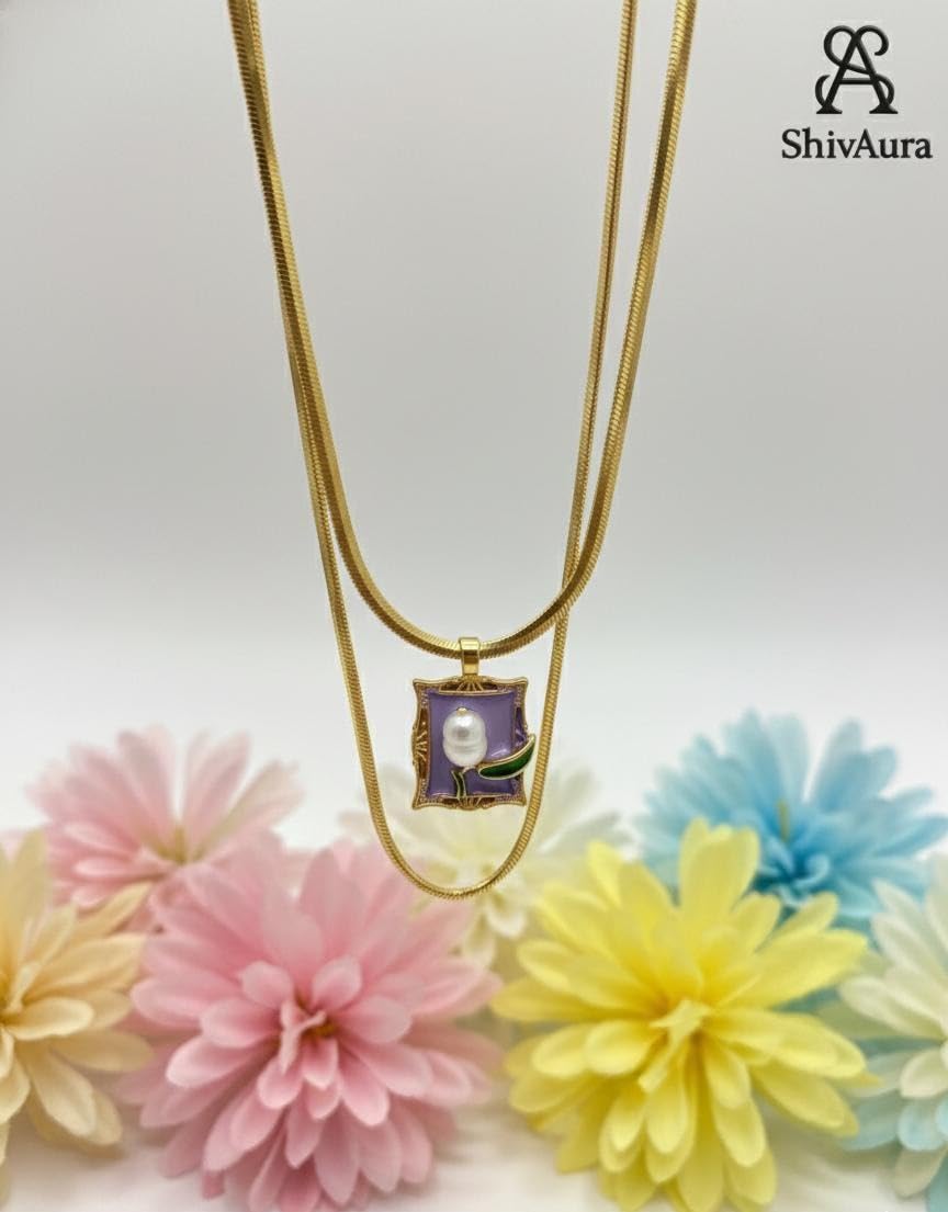 ShivAura Premium Square Pendant Necklace for Women | Korean Style Minimalist Luxury Fashion Jewellery | Anti Tarnish Elegant Daily Wear Necklace