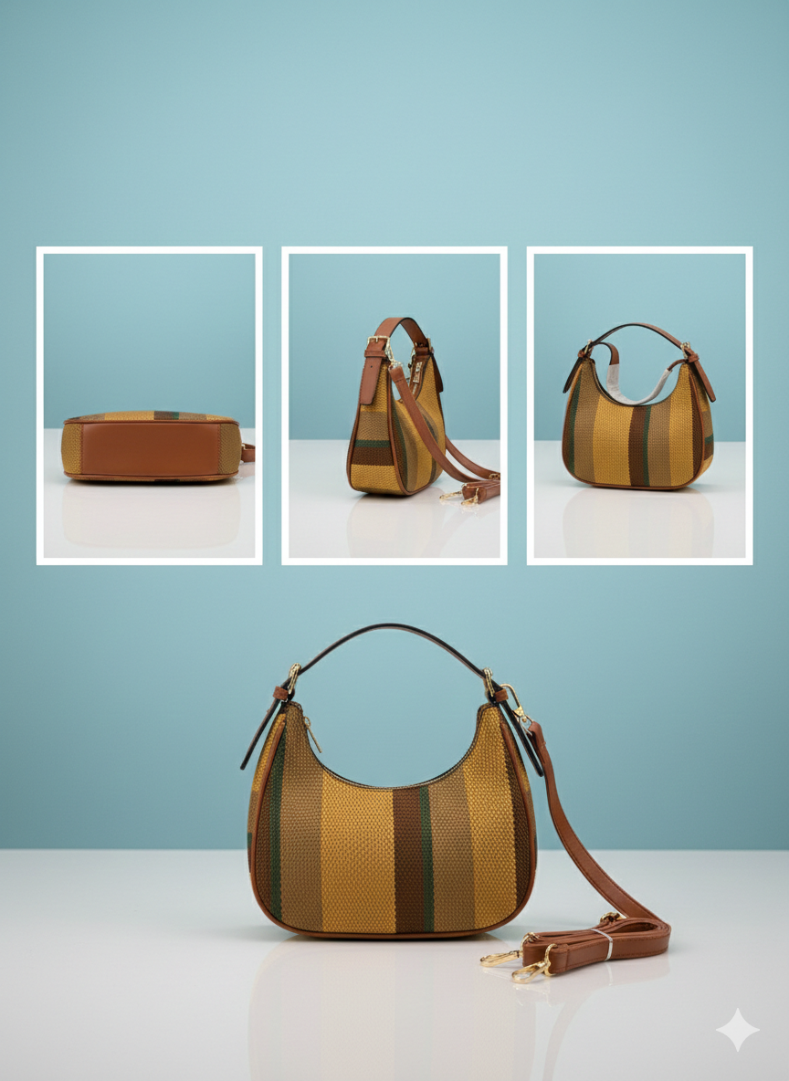 ShivAura Woven Texture Shoulder Bag for Women – Stylish Mini Hobo Handbag with Zip Closure & Premium Finish