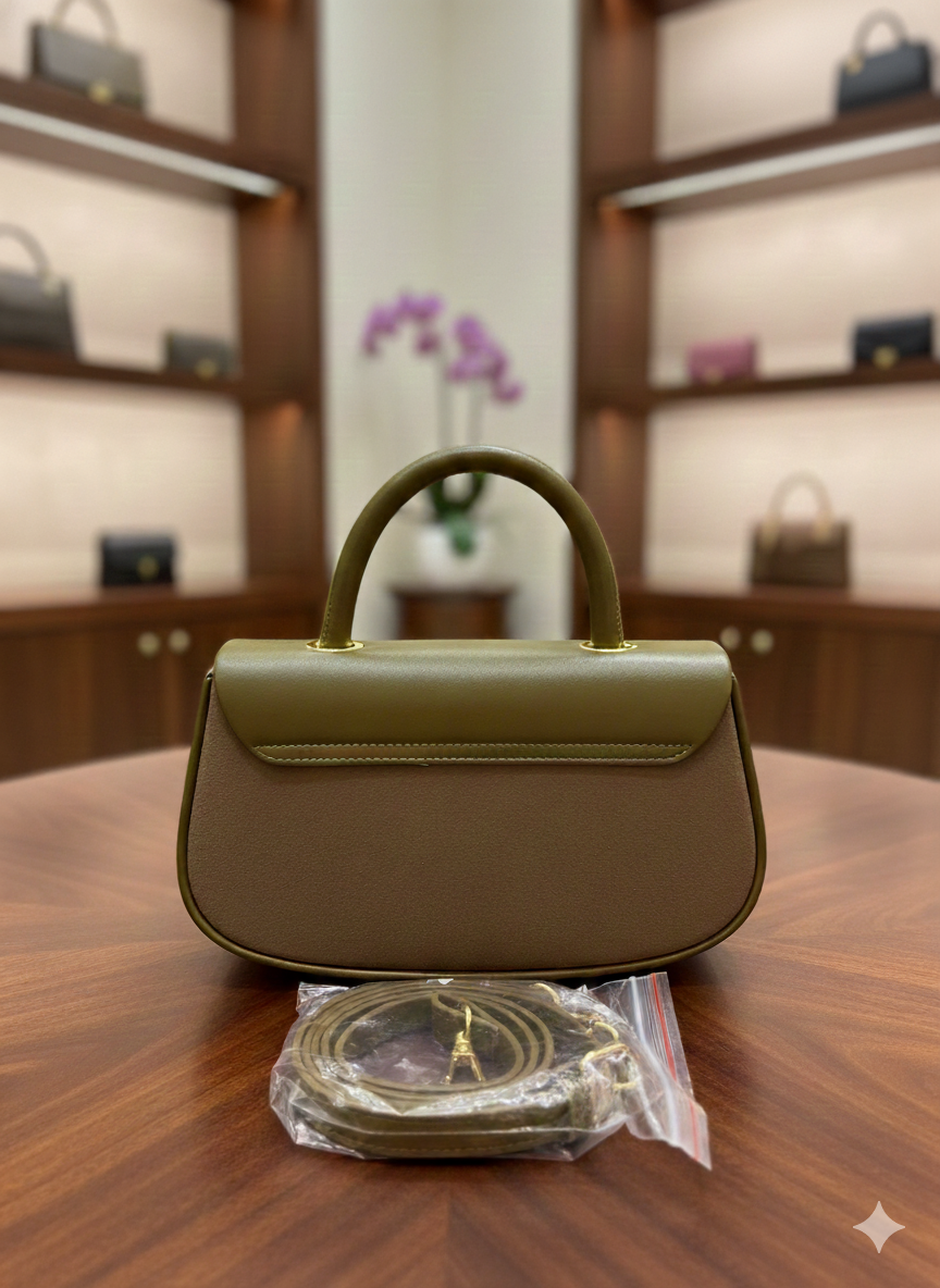 ShivAura Signature Monogram Executive Tote – Structured Sand Beige Carryall with Gold Hardware