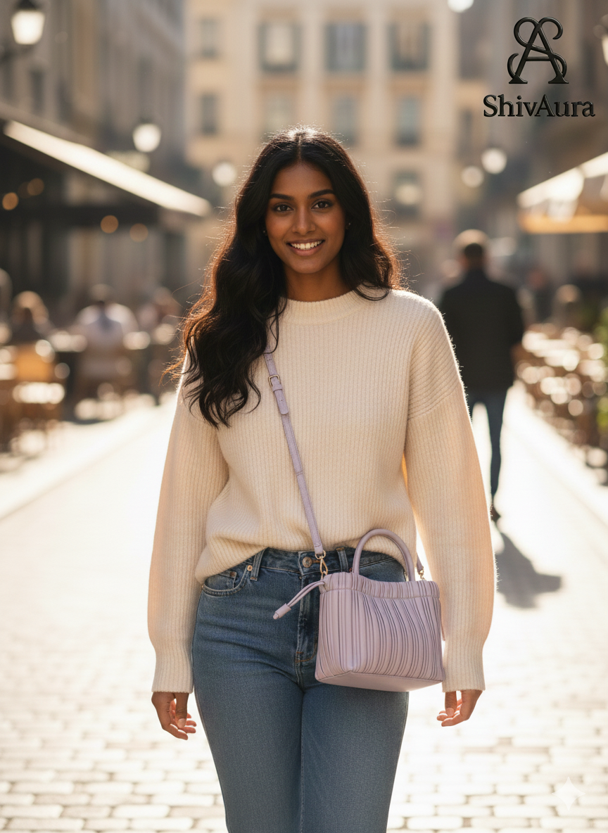 ShivAura Mini Pleated Drawstring Handbag for Women | Stylish Pastel Sling & Hand-Carry Bag for Daily Use & Parties