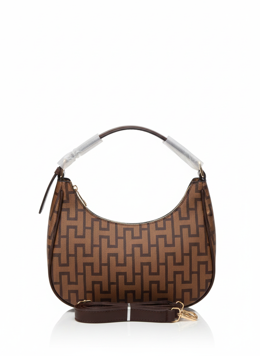 ShivAura Women’s Brown Designer Hobo Handbag | Premium PU Leather Printed Shoulder Bag with Detachable Sling | Trendy Everyday & Party Wear Purse