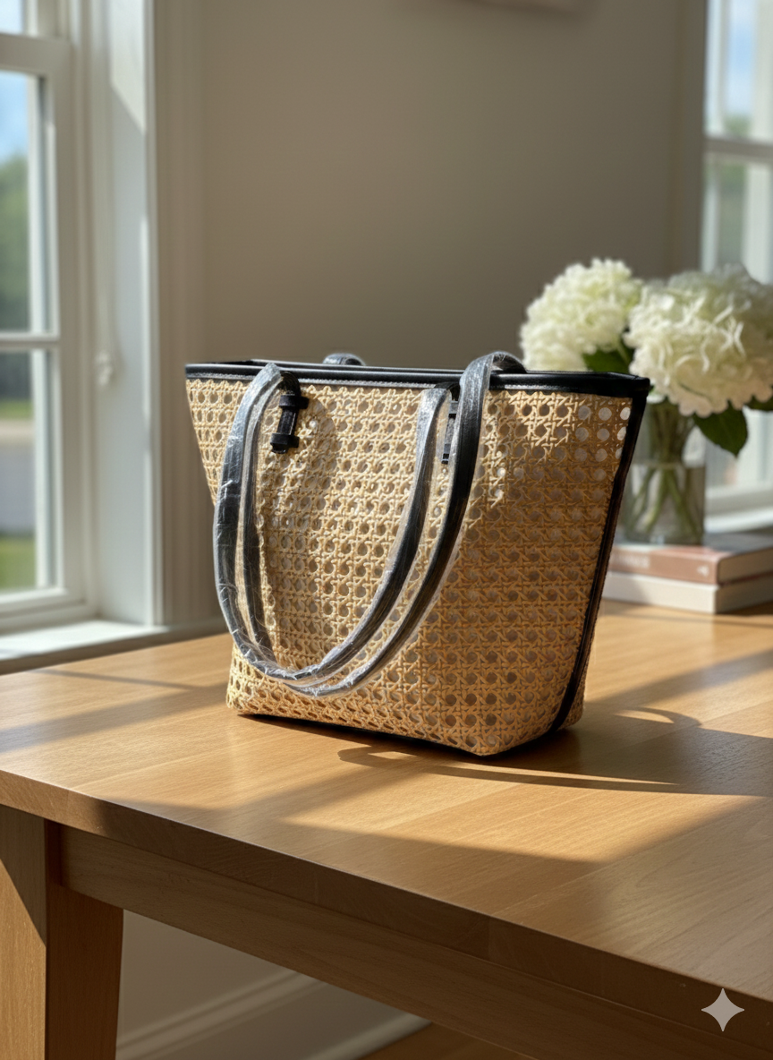 ShivAura Signature Monogram Executive Tote – Structured Sand Beige Carryall with Premium Dual Handles