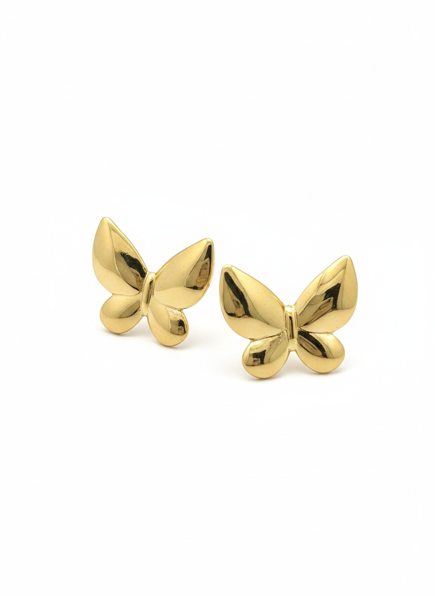 ShivAura Gold Finish Butterfly Stud Earrings for Women | Minimal Elegant Daily Wear Earrings