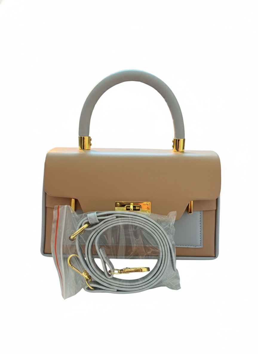 Shivaura Vintage-Inspired Monogram Satchel – Elegant Top-Handle Crossbody with Vegan Leather Trim