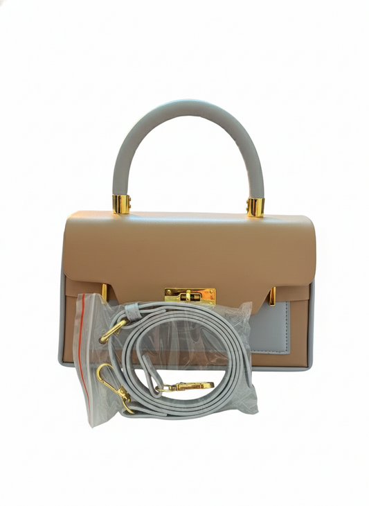 Shivaura Vintage-Inspired Monogram Satchel – Elegant Top-Handle Crossbody with Vegan Leather Trim