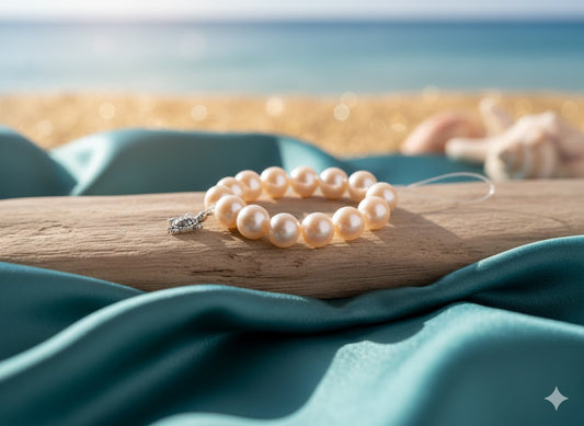 Artisan Shell-Pink Pearl Phone Charm with Silver Turtle Accent