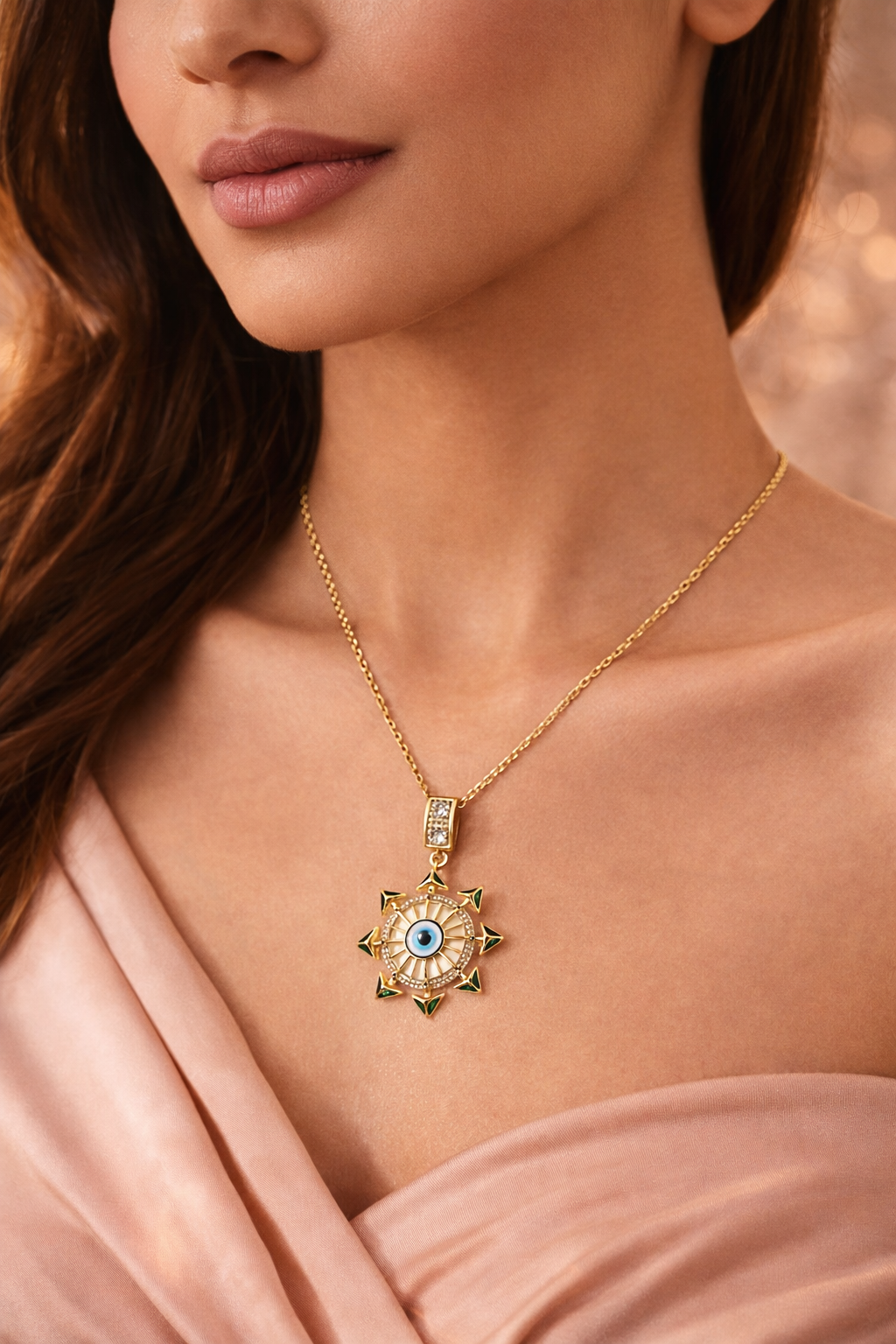 ShivAura Evil Eye Gold Pendant Necklace for Women – Anti Tarnish Minimalist Korean Style Jewelry | Premium Plated Fashion Jewelry Online